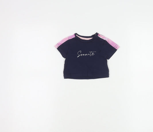 Additional front view of Sonneti unisex baby blue & pink t-shirt 6-9 months