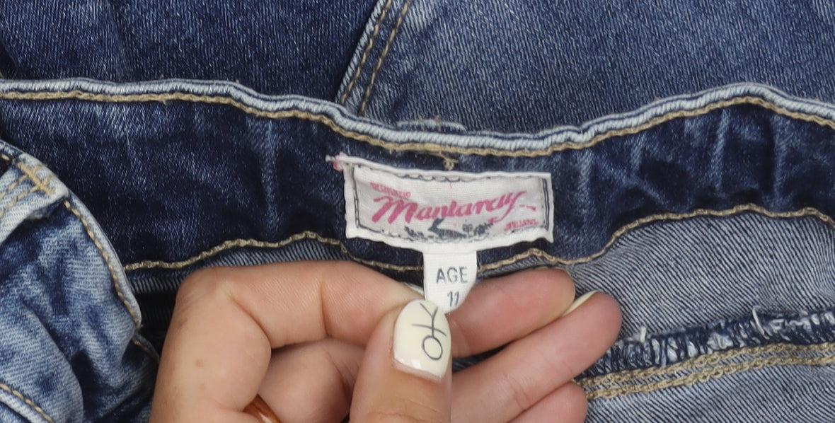 Mandarcy Girls Blue Skinny Jeans 11 Years Cotton Blend