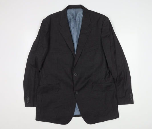 T.M. Lewin Men's Black Wool Blazer - Size 44, Business Style