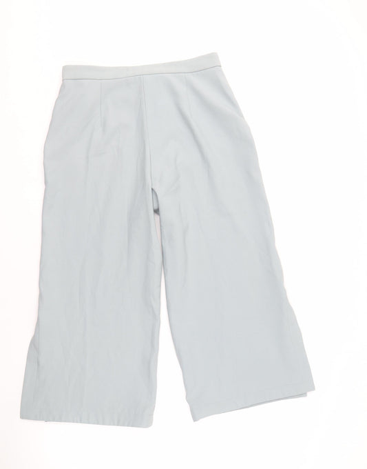 Womens UK Size M Zara Regular Fit Cropped Blue Trousers
