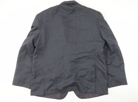 Mens UK Size 50 Pinstripe Regular Grey Suit Jacket