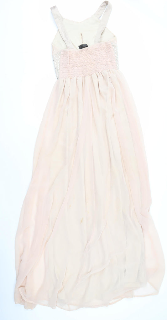 AX Paris Women's Pink A-Line Long Dress, Size 10
