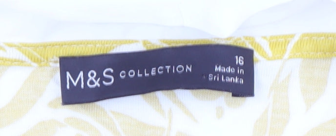 Marks and Spencer Women's Yellow V-Neck Bow Top Size 16