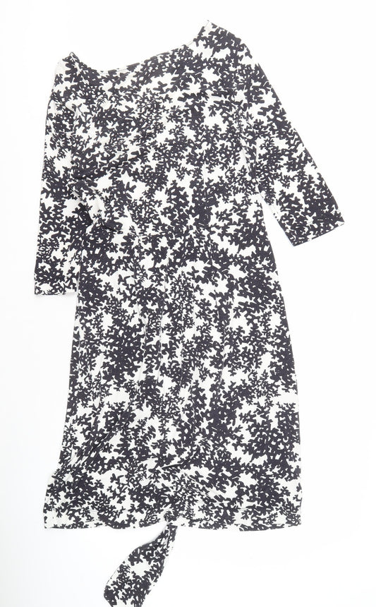 Hobbs Women's Black & White Floral Short Sleeve Dress