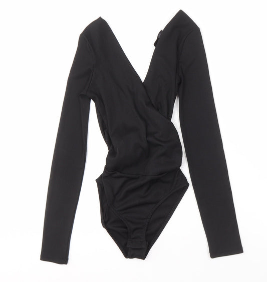 Womens UK Size 6 Topshop Black Wrap Blouse