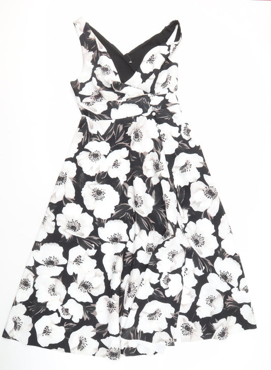 Additional front view of ASOS DESIGN Women's Black Floral Dress, size 12