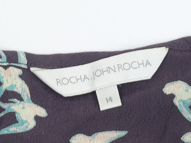 Womens UK Size 14 Rocha John Rocha Multicoloured Tunic Blouse