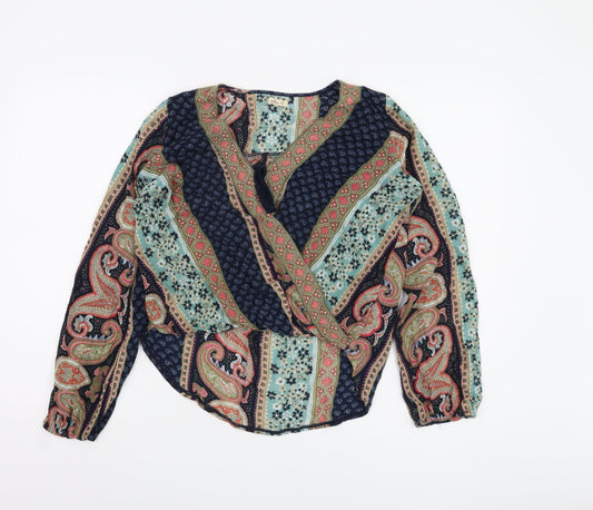 Womens UK Size XS Hollister Multicoloured Wrap Blouse