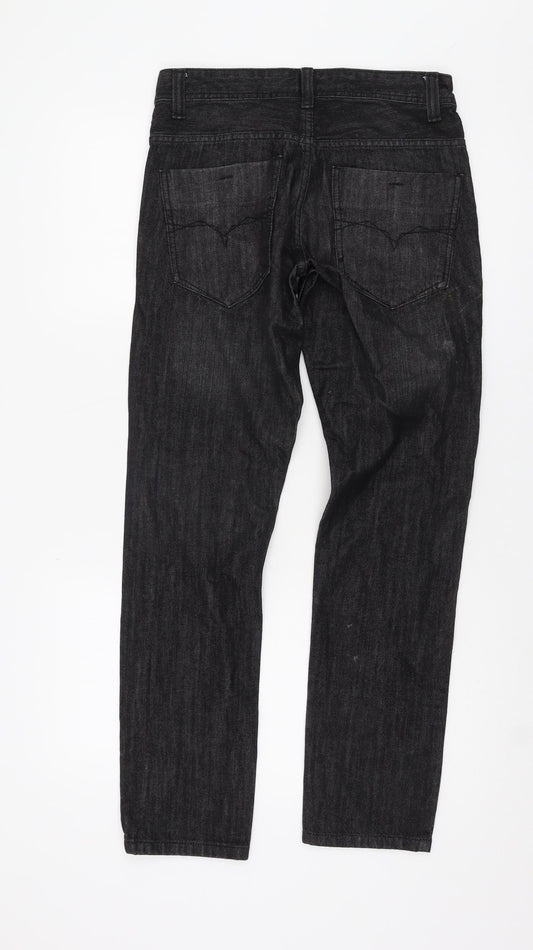 Mens UK Size 28 Burton Slim Fit Tapered Black Jeans