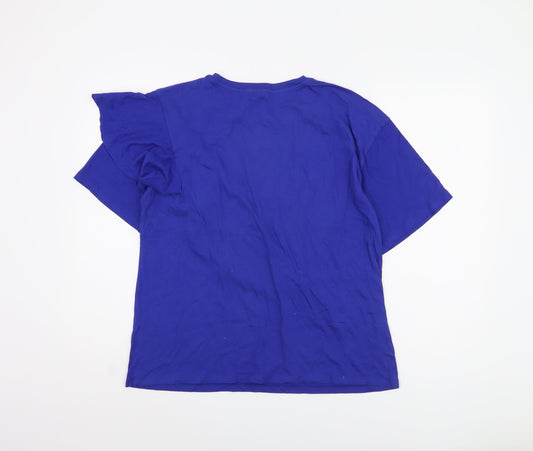 Womens UK Size 12 Mango Blue Basic T-Shirt