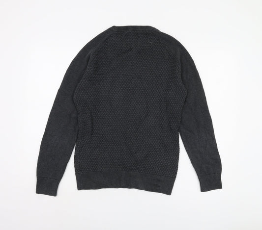 Howick Men's Black Waffle-Knit Pullover Jumper S