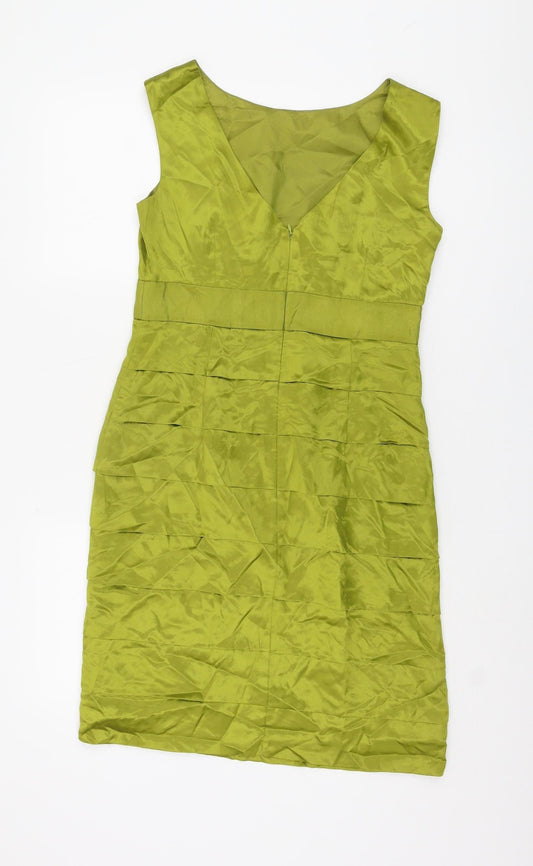 Monsoon Women's Green Silk-Cotton Sheath Dress Size 10