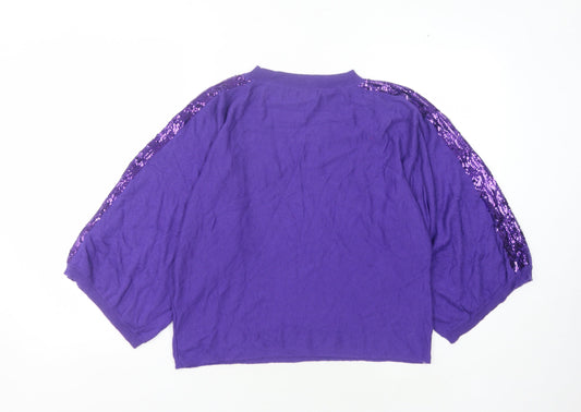 Karen Millen Women's Purple Sequin Jumper M