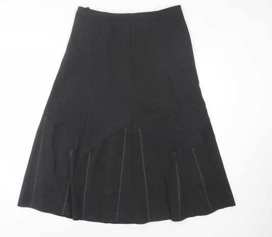Marks and Spencer Women's Black Midi A-Line Skirt Size 14
