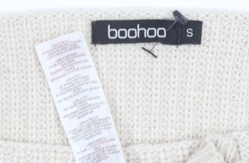boohoo Women's Beige Pullover Jumper, Size S, Boat Neck