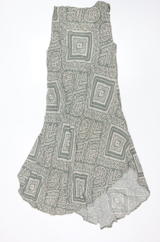 Apricot Green Geometric Sleeveless Dress Size 14