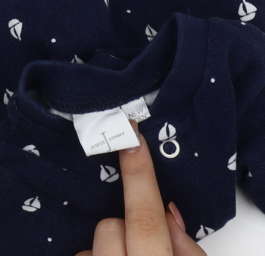Close-up detail of Jasper Conran Blue Newborn Nautical Babygrow unisex