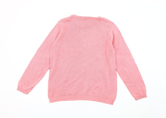 EWM Women's Pink Cotton Pullover Jumper Size S