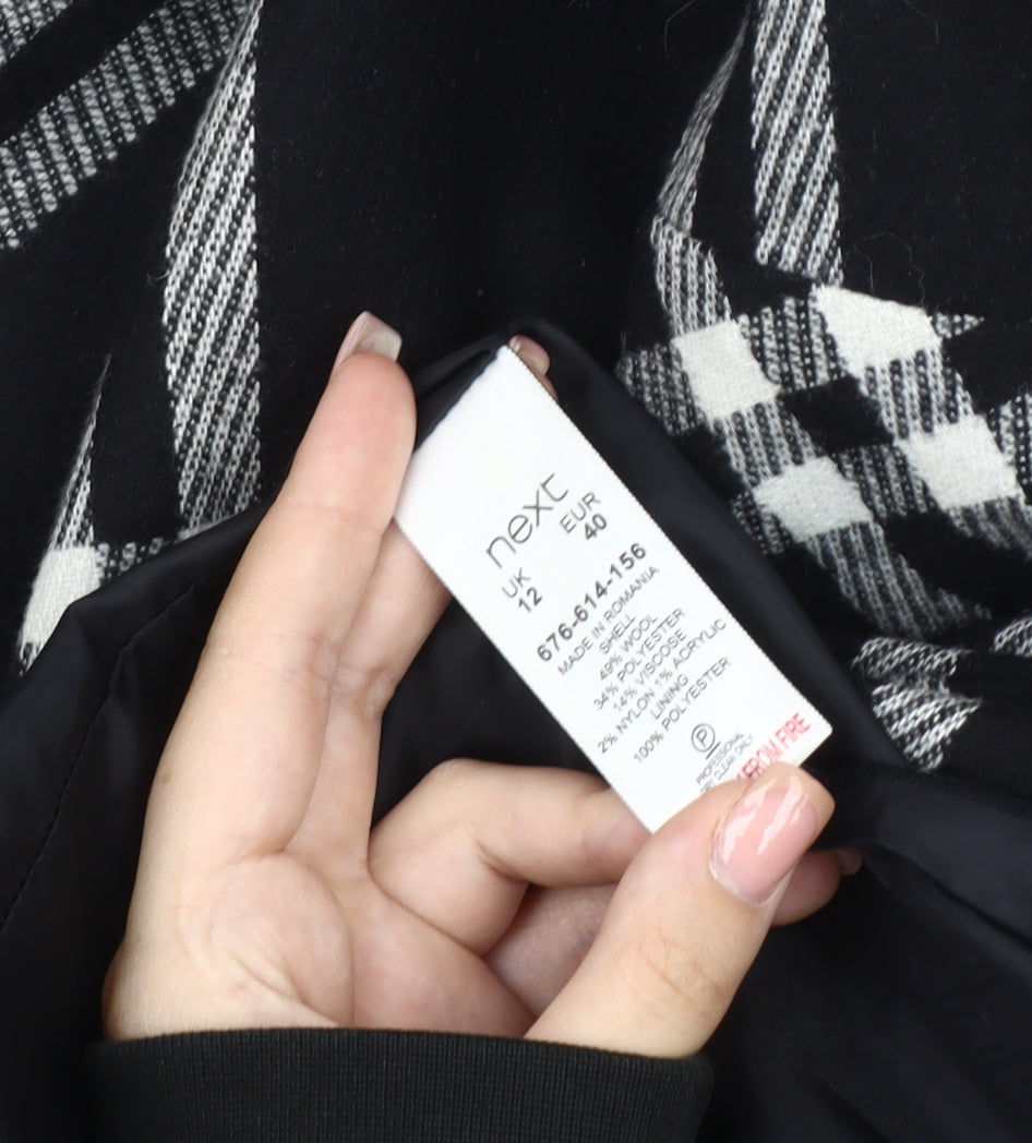 Next Women's Black Check Shift Dress, Size 12 - Elegant Style