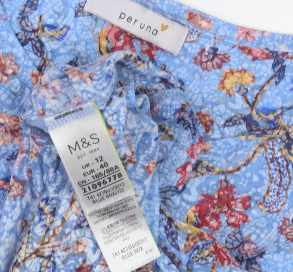 Womens UK Size 12 Marks and Spencer Blue Basic Blouse