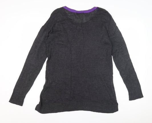 LOFT Women's Grey Polka Dot Pullover Jumper M