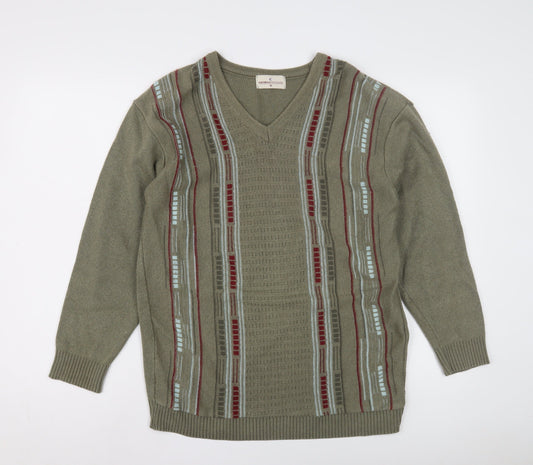 Carabou Menswear Green V-Neck Pullover Jumper M
