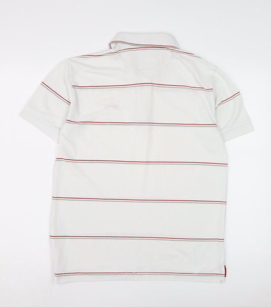 Slazenger Men's White Striped Polo Shirt S
