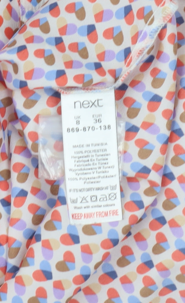 Womens UK Size 8 NEXT Multicoloured Basic Blouse