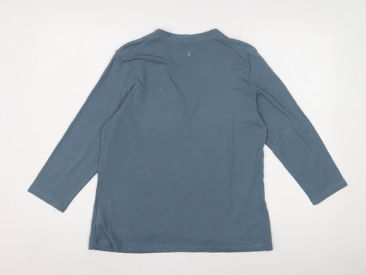 Orvis Women's Blue V-Neck 3/4 Sleeve Top Size L