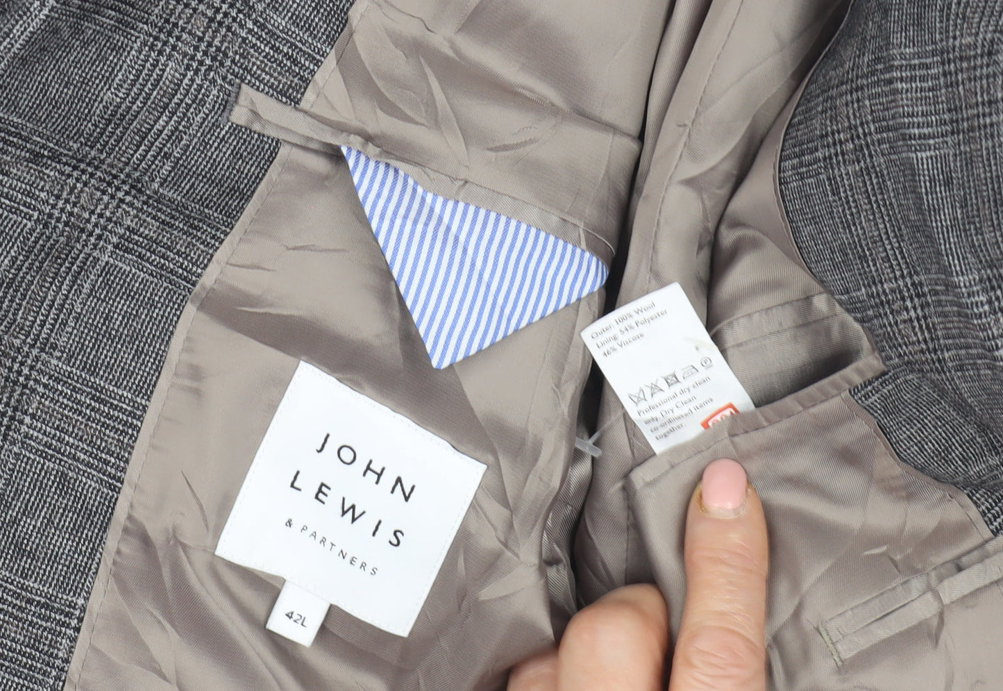 Mens UK Size 42 John Lewis & Partners Regular Grey Suit Jacket