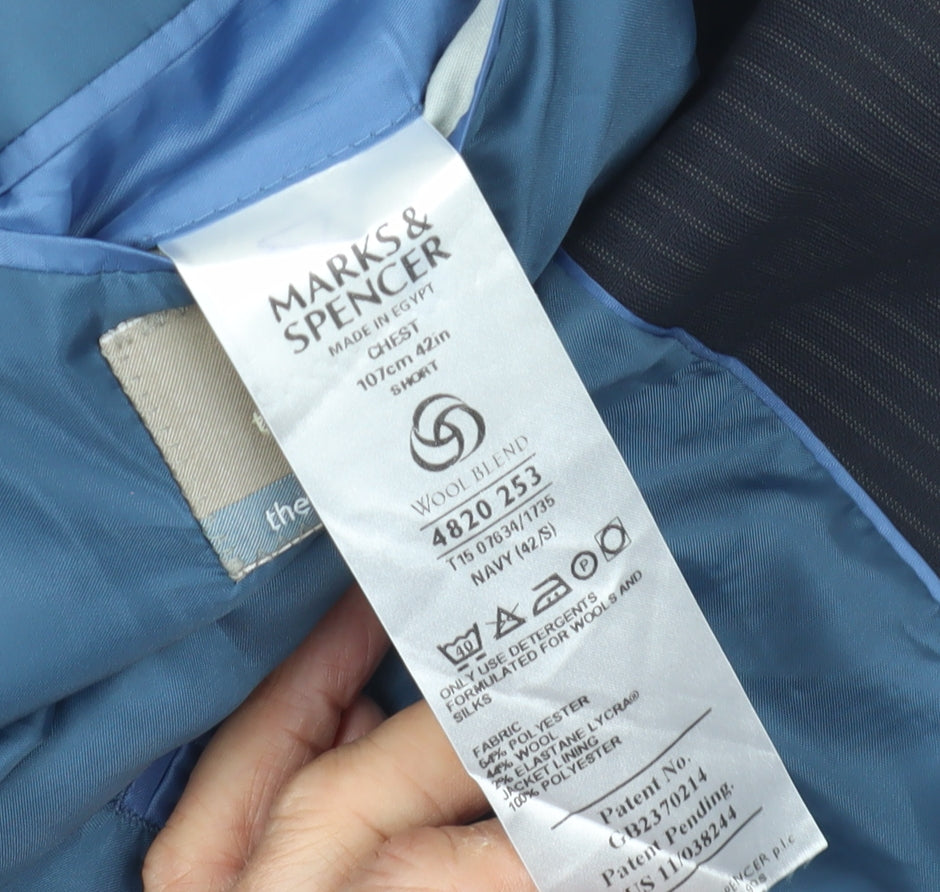 Mens UK Size 42 Marks and Spencer Regular Blue Suit Jacket