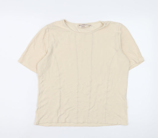 Womens UK Size M Honor Millburn Beige Basic T-Shirt