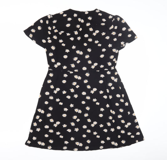 Next Women's Black Floral Wrap Dress Size 12