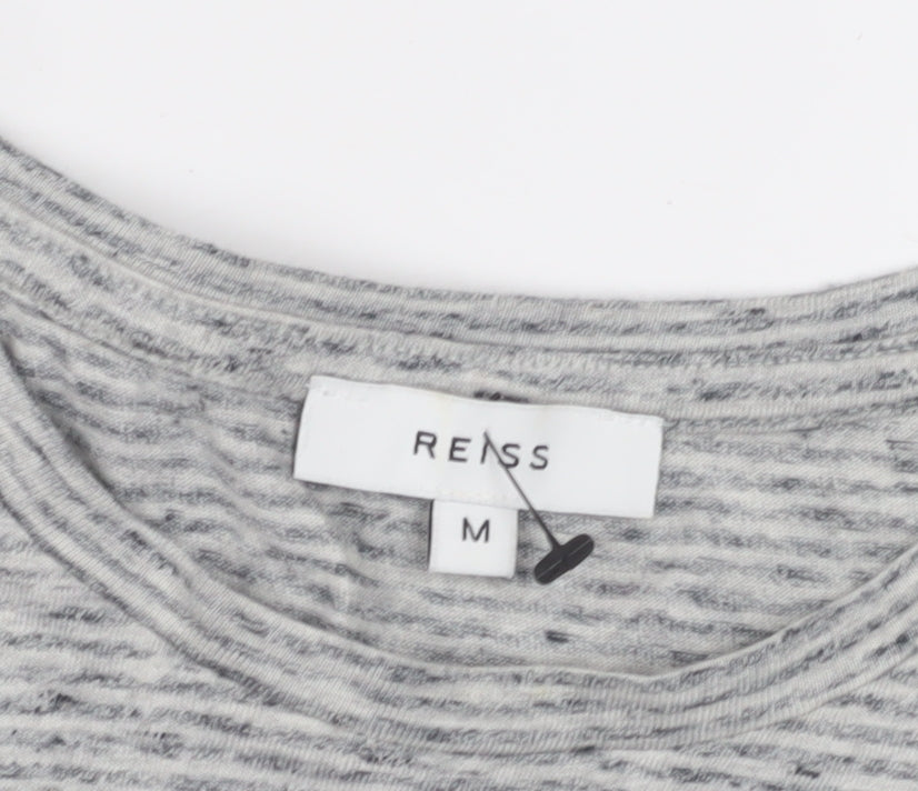 Reiss Mens Grey Striped Crew Neck T-Shirt M