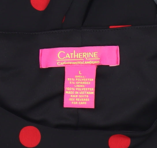 Catherine Malandrino Women's Black Wrap Dress, Size L, Retro Vibe