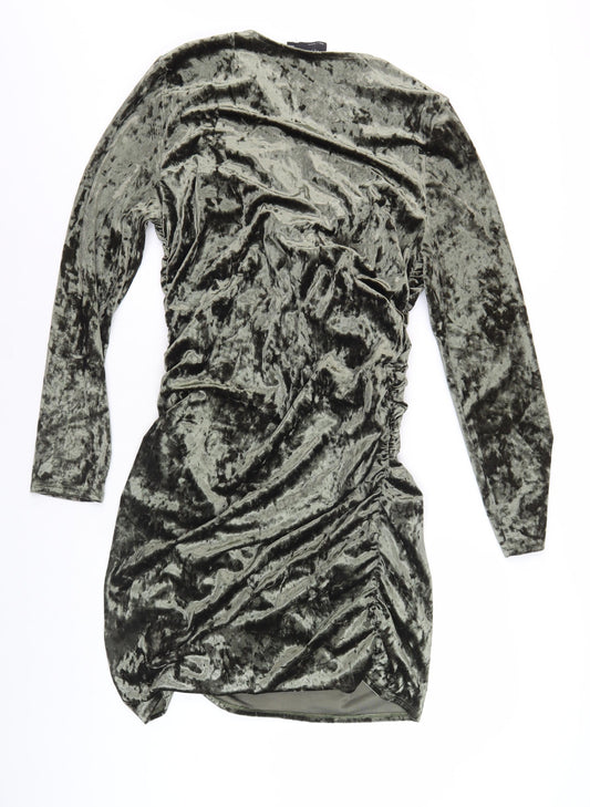 ASOS DESIGN Green Velvet Bodycon Dress, Size 16