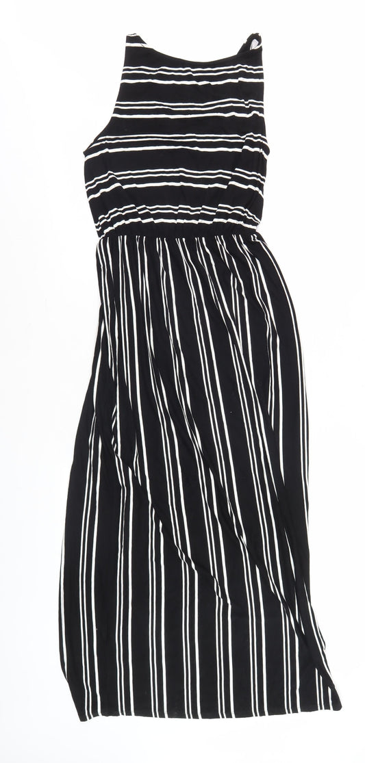 Warehouse Women's Black Striped Tank Dress Size 10
