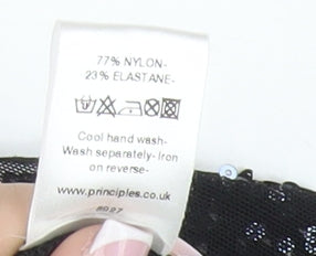 Brand and care label for Principles Black Sequin Women's Jacket, size 4