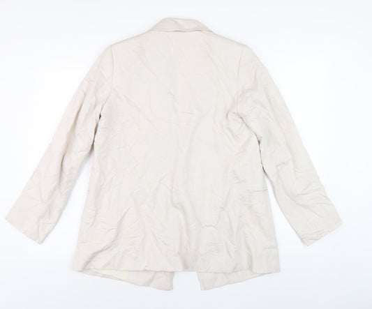 H&M Women Beige Blazer Size 8 Double-Breasted Jacket