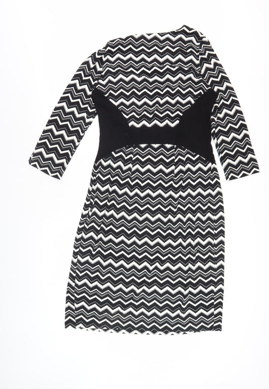 Hobbs Women's Black Chevron Dress 14 V-Neck