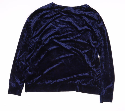 H&M Women's Blue Velour Sweatshirt Size 12