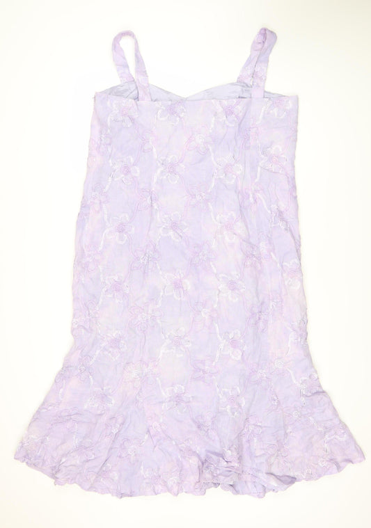 Libra Women's Purple Floral Sleeveless Dress Size 12