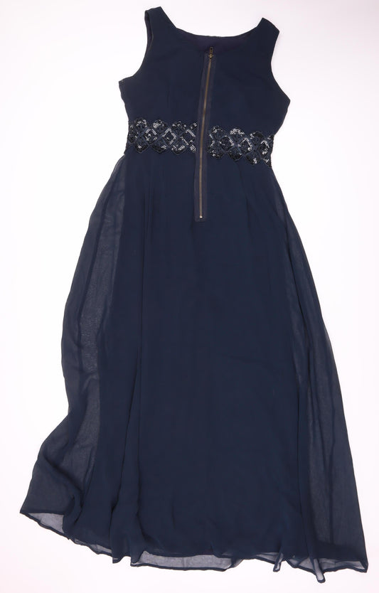 AX Paris Women's Blue Embroidered Party Dress Size 12