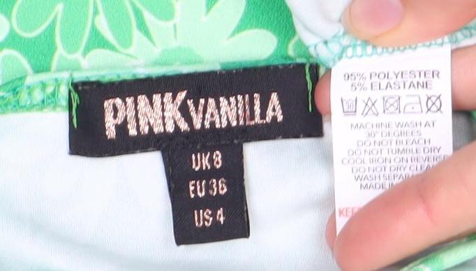 Pink Vanilla Women's Green Floral Dress Size 8