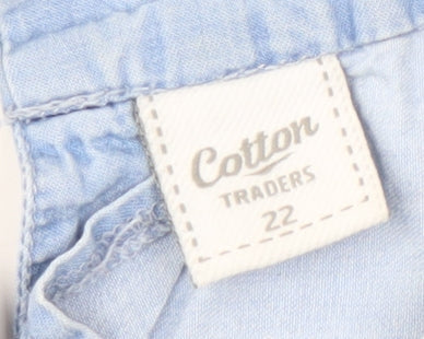 Cotton Traders Women's Blue Embroidered Blouse Size 22