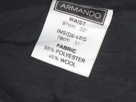 Mens UK Size 32 Armando Formal Black Trousers
