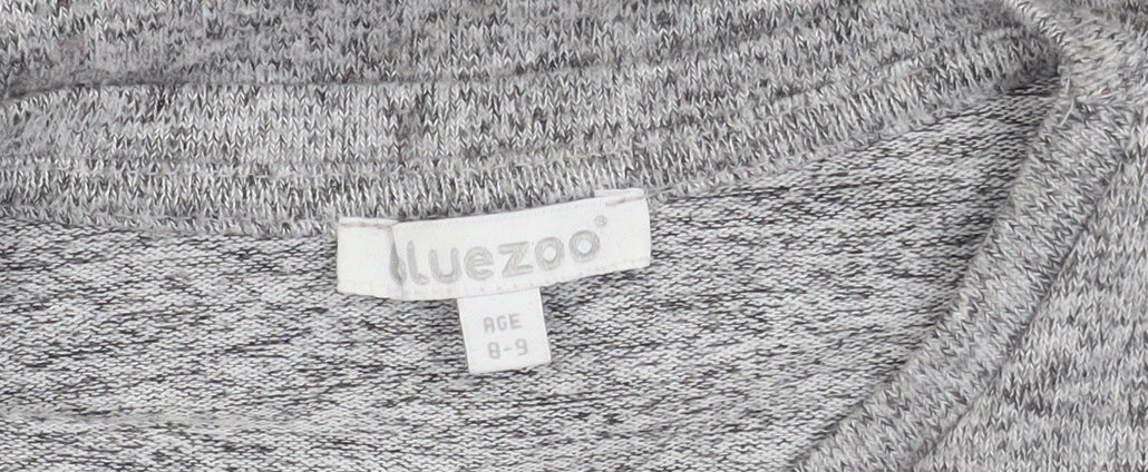 Brand and care label for Bluezoo girls’ grey jumper 8-9 sequin heart accent