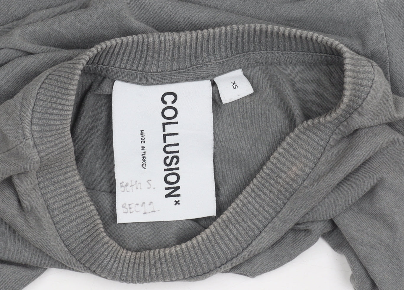 Mens UK Size XS COLLUSION Grey T-Shirt