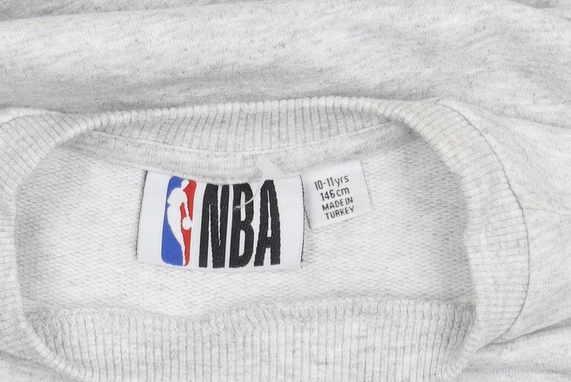 NBA Boys Grey Pullover Sweatshirt, 11 Years, Logo Graphic Print