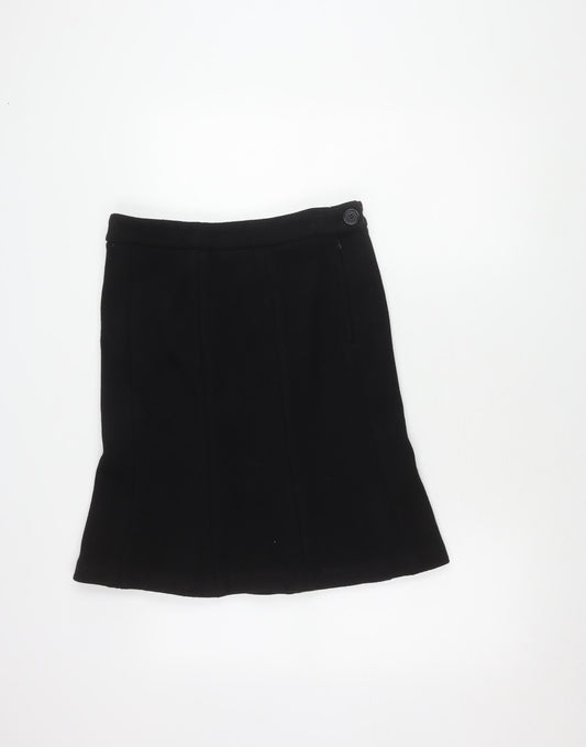 H&M Women’s Black Pencil Skirt, Size 8, Button Detail